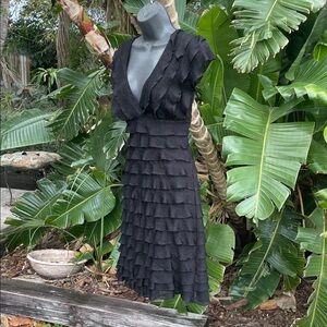 Max studio, sheer ruffle dress